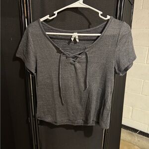 Mudd Gray Lace-Up Crop Top